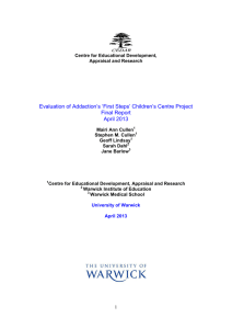 Evaluation of Addaction’s ‘First Steps’ Children’s Centre Project Final Report April 2013