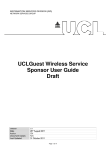 UCLGuest Wireless Service Sponsor User Guide Draft