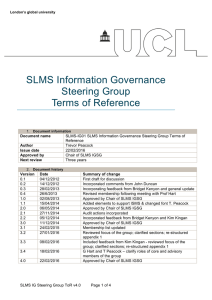 SLMS  Information  Governance   Steering  Group     Terms  of  Reference    