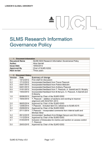 SLMS Research Information Governance Policy