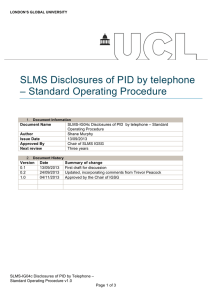SLMS Disclosures of PID by telephone – Standard Operating Procedure