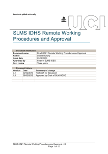 SLMS IDHS Remote Working Procedures and Approval