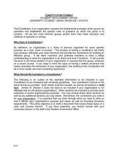 CONSTITUTION FORMAT STUDENT INVOLVEMENT OFFICE UNIVERSITY STUDENT UNION, ROOM 306 - 278-2741