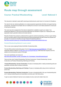 Route map through assessment  Course: Practical Woodworking Level: National 4