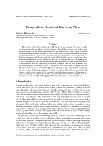 Computational Aspects of Reordering Plans Abstract Christer Backstrom