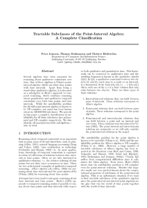 Tractable Subclasses of the Point-Interval Algebra: A Complete Classication