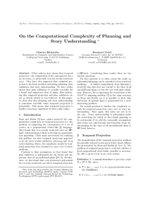 On the Computational Complexity of Planning and Story Understanding Christer Backstrom Bernhard Nebel