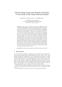 Characterizing Large-scale Routing Anomalies: Rahul Hiran , Niklas Carlsson