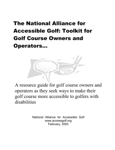 The National Alliance for Accessible Golf: Toolkit for Golf Course Owners and Operators...