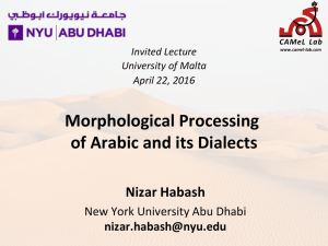 Morphological	Processing of	Arabic	and	its	Dialects Nizar	Habash New	York	University	Abu	Dhabi