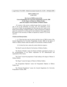 Legal Notice 79 of 2009 – Malta Government Gazette No....  EDUCATION ACT (CAP. 327)