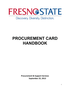 PROCUREMENT CARD HANDBOOK Procurement &amp; Support Services  September 25, 2013 