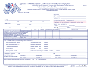 Application For Athletic Corporation, California State University, Fresno Employment