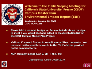 Campus Master Plan Environmental Impact Report (EIR) California State University, Fresno (CSUF)