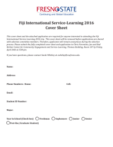 Fiji International Service-Learning 2016 Cover Sheet