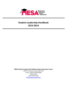 Student Leadership Handbook 2013-2014  MESA Schools Program @ California State University, Fresno