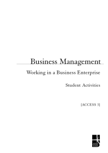 abc Business Management Working in a Business Enterprise Student Activities