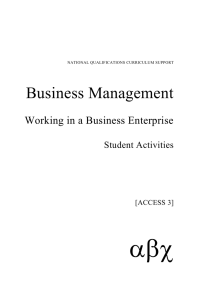   Business Management Working in a Business Enterprise