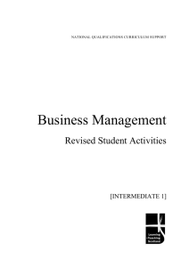 Business Management Revised Student Activities  [INTERMEDIATE 1]
