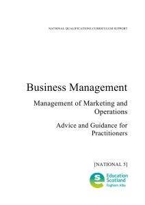 Business Management Management of Marketing and Operations Advice and Guidance for