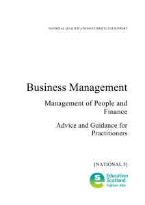 Business Management Management of People and Finance Advice and Guidance for