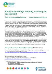 Route map through learning, teaching and assessment