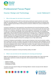 Professional Focus Paper  Course: Design and Technology Level: National 3