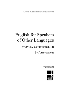 English for Speakers of Other Languages Everyday Communication Self Assessment