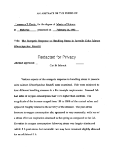 Title: The Energetic Response to Handling Stress in juvenile Coho Salmon