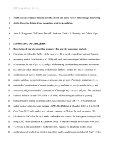 Multi-season occupancy models identify abiotic and biotic factors influencing a... Falco peregrinus tundrius