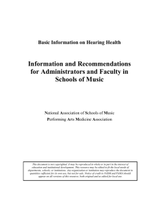 Information and Recommendations for Administrators and Faculty in Schools of Music