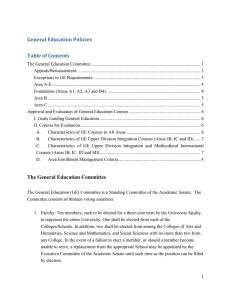 General Education Policies Table of Contents