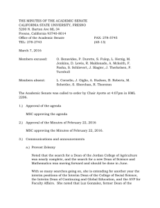 THE MINUTES OF THE ACADEMIC SENATE CALIFORNIA STATE UNIVERSITY, FRESNO