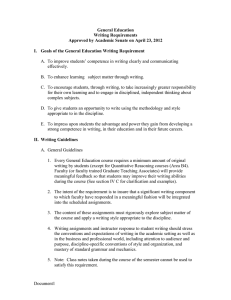 General Education Writing Requirements Approved by Academic Senate on April 23, 2012