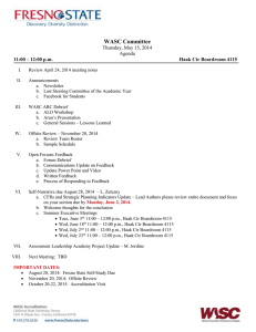 WASC Committee Thursday, May 15, 2014 Agenda 11:00 – 12:00 p.m.