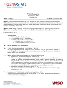 WASC Committee November 21, 2013 Meeting Notes