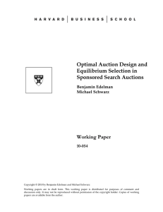 Optimal Auction Design and Equilibrium Selection in Sponsored Search Auctions Working Paper