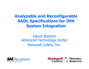 Analyzable and Reconfigurable AADL Specifications for IMA System Integration