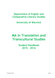 MA in Translation and Transcultural Studies