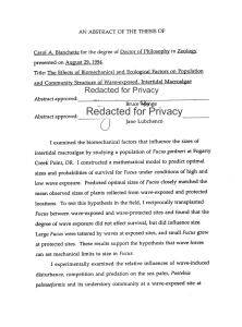 Carol A. Blanchette for the degree of Doctor of Philosophy... presented on August 29, 1994. Factors on Population