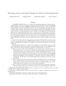 Revisiting Lower and Upper Bounds for Selective Decommitments Rafail Ostrovsky Vanishree Rao