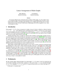 Linear Arrangement of Halin Graphs Saber Mirzaei Assaf Kfoury Boston University