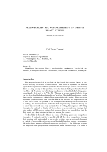 PREDICTABILITY AND COMPRESSIBILITY OF INFINITE BINARY STRINGS PhD Thesis Proposal Boston University