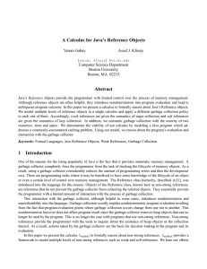 A Calculus for Java’s Reference Objects Abstract Yarom Gabay Assaf J. Kfoury