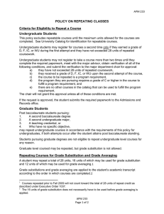 POLICY ON REPEATING CLASSES Criteria for Eligibility to Repeat a Course