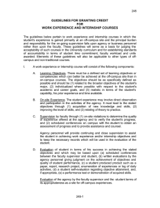 GUIDELINES FOR GRANTING CREDIT FOR WORK EXPERIENCE AND INTERNSHIP COURSES
