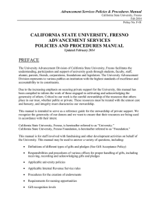 CALIFORNIA STATE UNIVERSITY, FRESNO ADVANCEMENT SERVICES POLICIES AND PROCEDURES MANUAL PREFACE