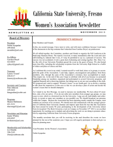 California State University, Fresno  Women’s Association Newsletter Board of Directors