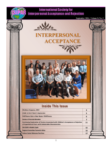 INTERPERSONAL ACCEPTANCE Inside This Issue