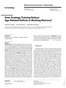 Does Strategy Training Reduce Age-Related Deficits in Working Memory? Heather R. Bailey